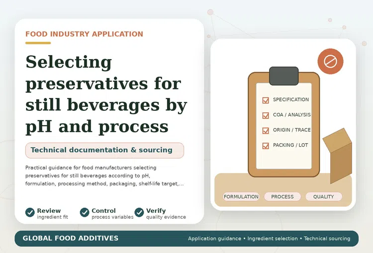 Selecting preservatives for still beverages according to pH and processing conditions